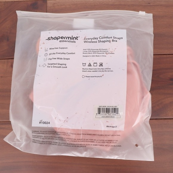 Shapermint Essentials Everyday Comfort Straps Wireless Shaping Bra Rose Tan XL - Picture 3 of 4